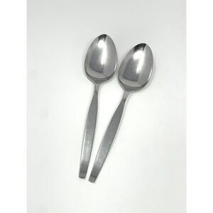 Oneida Community Stainless Frostfire Table Serving Spoons 8 3/4” Set Of 2